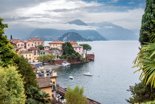 View of little town Varenna at lake Como, Italy