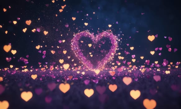 A captivating image showcasing a sparkling heart amidst a magical atmosphere. The glistening particles create an enchanting scene of love and romance. Ideal for Valentine s Day or romantic occasions.