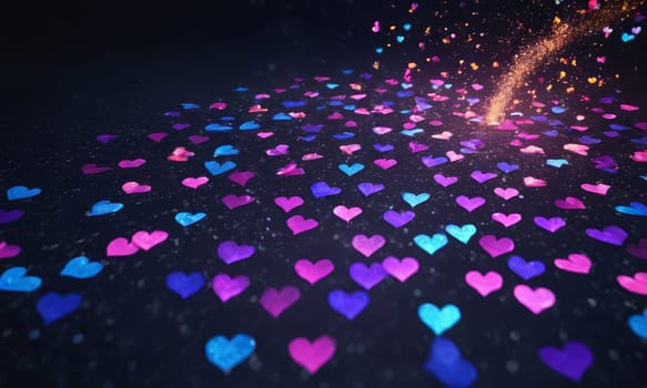 A captivating image showcasing a sparkling heart amidst a magical atmosphere. The glistening particles create an enchanting scene of love and romance. Ideal for Valentine s Day or romantic occasions.