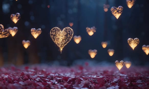 A captivating image showcasing a sparkling heart amidst a magical atmosphere. The glistening particles create an enchanting scene of love and romance. Ideal for Valentine s Day or romantic occasions.