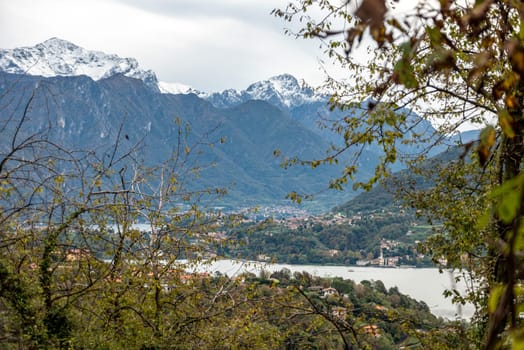 Hiking up a mountain at lake Como near Tremezzo, Italy