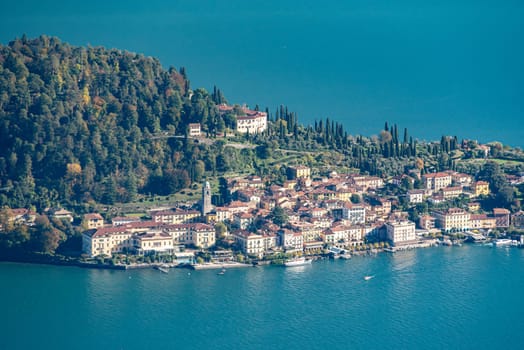 Magnificent view of Bellagio at lake Como seen from Monte Crocione, Italy