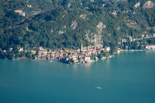 Magnificent view of Tremezzo at lake Como seen from Monte Crocione, Italy