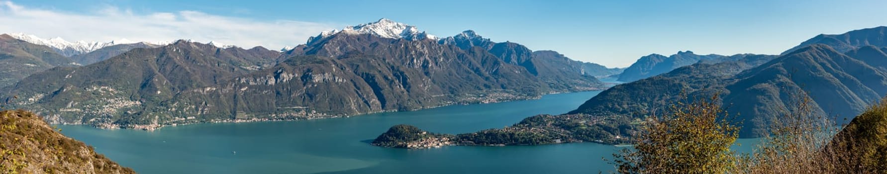 Magnificent view of Bellagio at lake Como seen from Monte Crocione, Italy