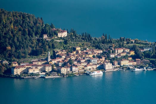 Magnificent view of Bellagio at lake Como seen from Monte Crocione, Italy