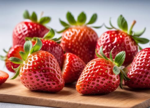 Fresh ripe strawberries on wooden.