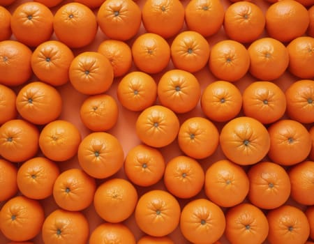 Uniform arrangement of vibrant and fresh tangerines. The oranges exhibit a natural and appealing look ideal for various applications including food advertising and nutrition-focused content