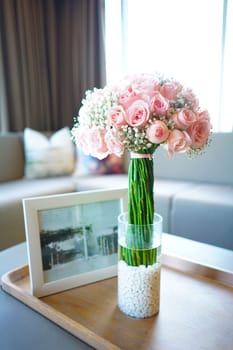 A bouquet of flowers in a beautiful vase good for multimedia background