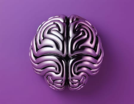 The model is an intelligent metallic purple color, which has a finely drawn and artistic look to it. The image can become a concept related to creativity, intelligence, or mental illness.