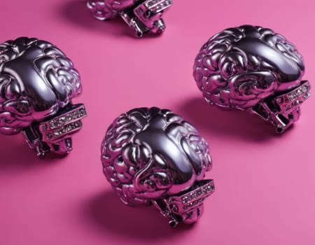 The model is an intelligent metallic purple color, which has a finely drawn and artistic look to it. The image can become a concept related to creativity, intelligence, or mental illness.