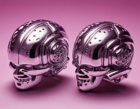 The model is an intelligent metallic purple color, which has a finely drawn and artistic look to it. The image can become a concept related to creativity, intelligence, or mental illness.