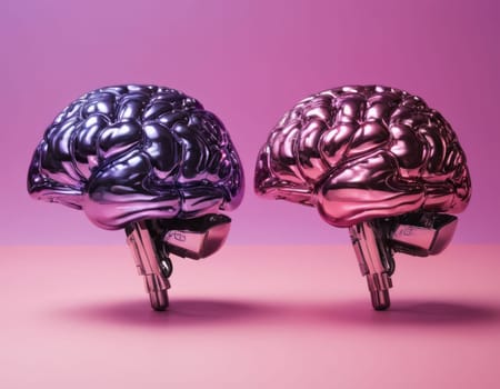 The model is an intelligent metallic purple color, which has a finely drawn and artistic look to it. The image can become a concept related to creativity, intelligence, or mental illness.