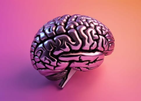 The model is an intelligent metallic purple color, which has a finely drawn and artistic look to it. The image can become a concept related to creativity, intelligence, or mental illness.