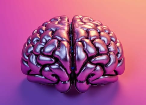 The model is an intelligent metallic purple color, which has a finely drawn and artistic look to it. The image can become a concept related to creativity, intelligence, or mental illness.