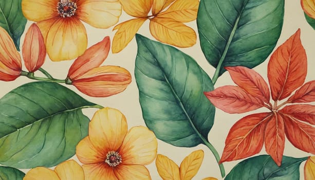 a watercolor painting of a bunch of flowers, botanical background.