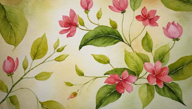 a watercolor painting of a bunch of flowers, botanical background.