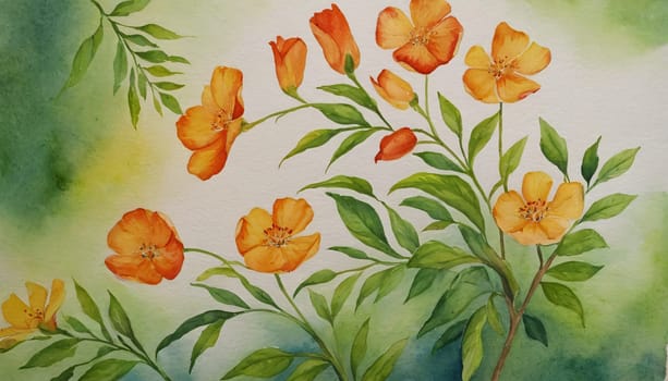 a watercolor painting of a bunch of flowers, botanical background.