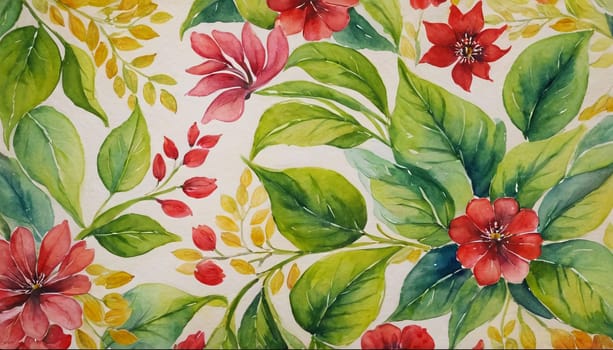 a watercolor painting of a bunch of flowers, botanical background.