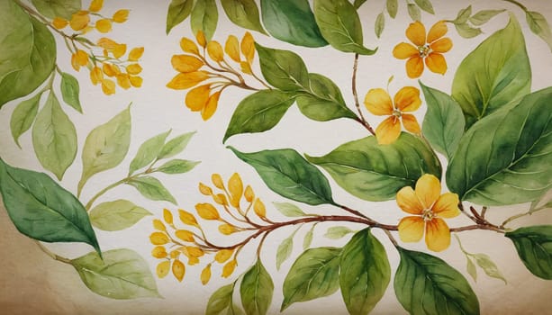 a watercolor painting of a bunch of flowers, botanical background.