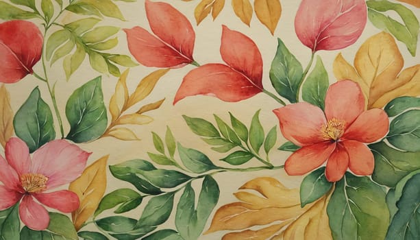 a watercolor painting of a bunch of flowers, botanical background.