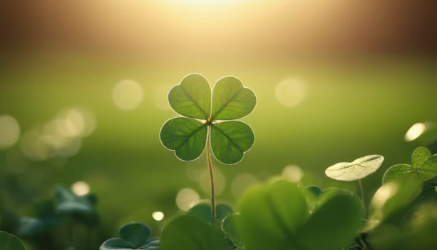 A close-up shot of fresh green clover leaves with water drops on a soft blurred background. This image symbolizes luck, nature, and growth.