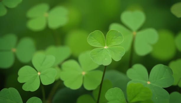 A close-up shot of fresh green clover leaves with water drops on a soft blurred background. This image symbolizes luck, nature, and growth.