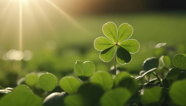 A close-up shot of fresh green clover leaves with water drops on a soft blurred background. This image symbolizes luck, nature, and growth.