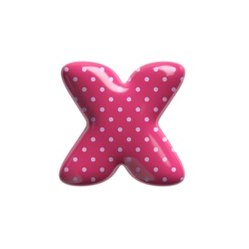 Polka dot letter X - Small 3d pink retro font isolated on white background. This alphabet is perfect for creative illustrations related but not limited to Fashion, retro design, decoration...