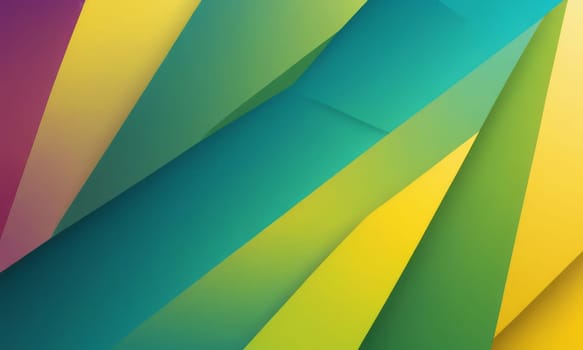 A gradient wallpaper with Trapezoidal shapes using teal and green yellow gradient colors. Generative AI.