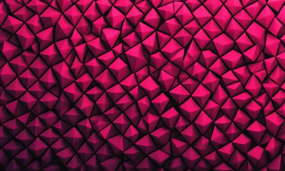 A gradient wallpaper with Tessellated shapes using black and hot pink gradient colors. Generative AI.