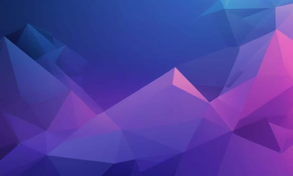 A gradient wallpaper with Polygonal shapes using purple and royal blue gradient colors. Generative AI.