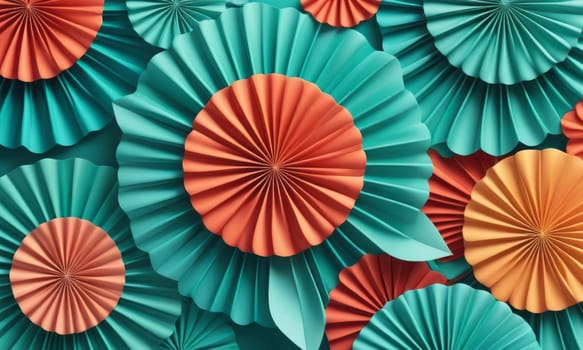 A gradient wallpaper with Rosette shapes using aqua and papaya whip gradient colors. Generative AI.
