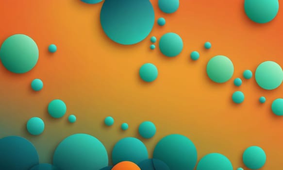 A gradient wallpaper with Dimpled shapes using orange and sea green gradient colors. Generative AI.
