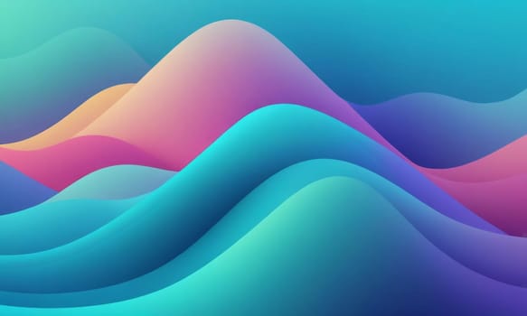 A gradient wallpaper with Sculpted shapes using aqua and cyan gradient colors. Generative AI.