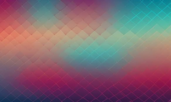 A gradient wallpaper with Fret shapes using aqua and maroon gradient colors. Generative AI.
