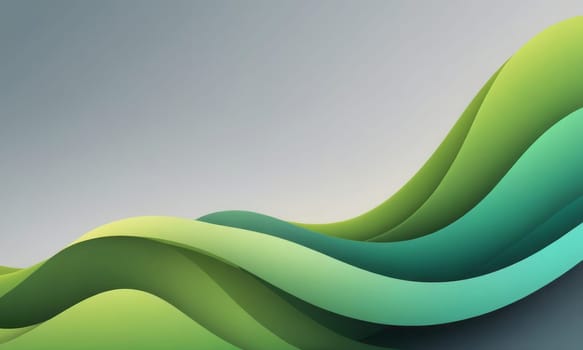 A gradient wallpaper with Sculpted shapes using gray and spring green gradient colors. Generative AI.