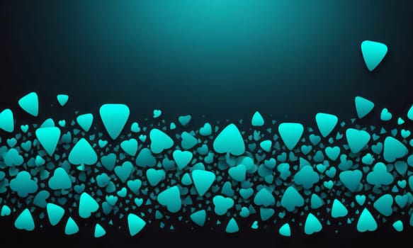 A gradient wallpaper with Plectrum shapes using black and cyan gradient colors. Generative AI.