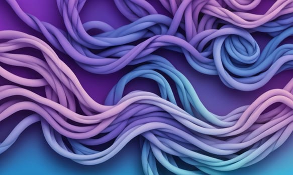 A gradient wallpaper with Knotted shapes using purple and cornflower blue gradient colors. Generative AI.