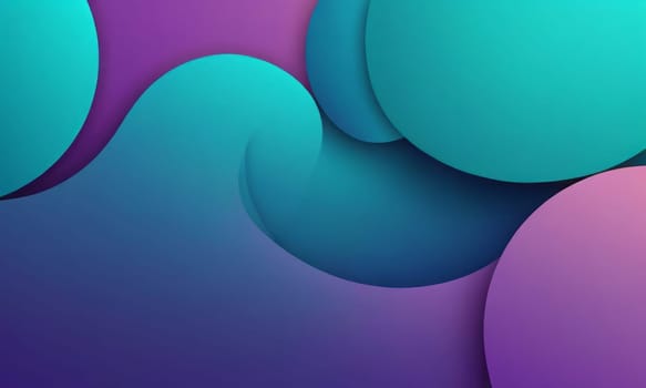 A gradient wallpaper with Crescent shapes using teal and medium purple gradient colors. Generative AI.