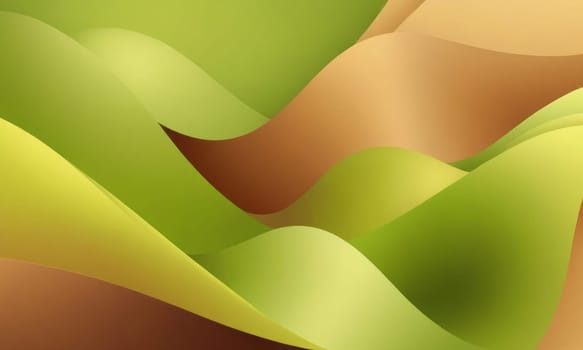 A gradient wallpaper with Freeform shapes using lime and sandy brown gradient colors. Generative AI.