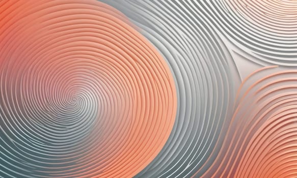 A gradient wallpaper with Spiral shapes using silver and salmon gradient colors. Generative AI.
