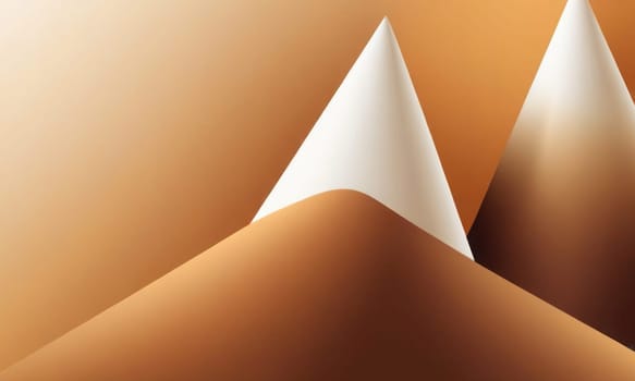 A gradient wallpaper with Conical shapes using white and brown gradient colors. Generative AI.