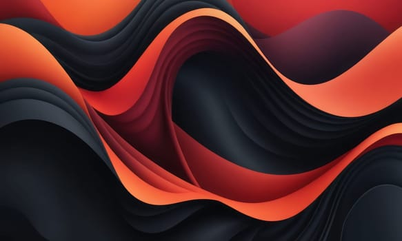 A gradient wallpaper with Twisted shapes using black and tomato gradient colors. Generative AI.