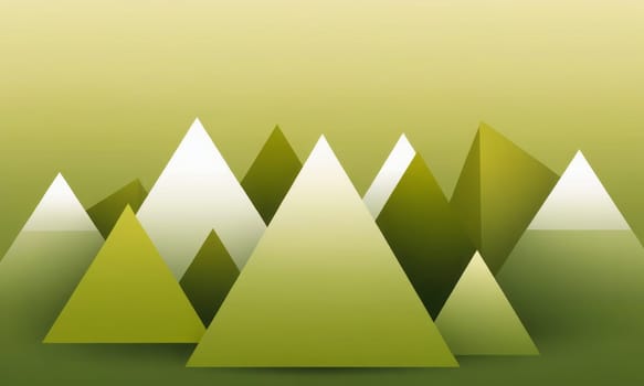 A gradient wallpaper with Pyramidal shapes using olive and whitesmoke gradient colors. Generative AI.