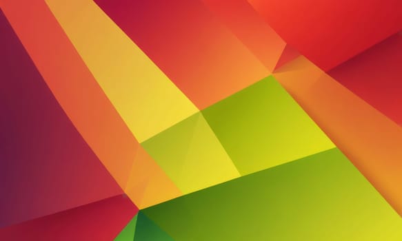 A gradient wallpaper with Trapezoidal shapes using red and chartreuse gradient colors. Generative AI.