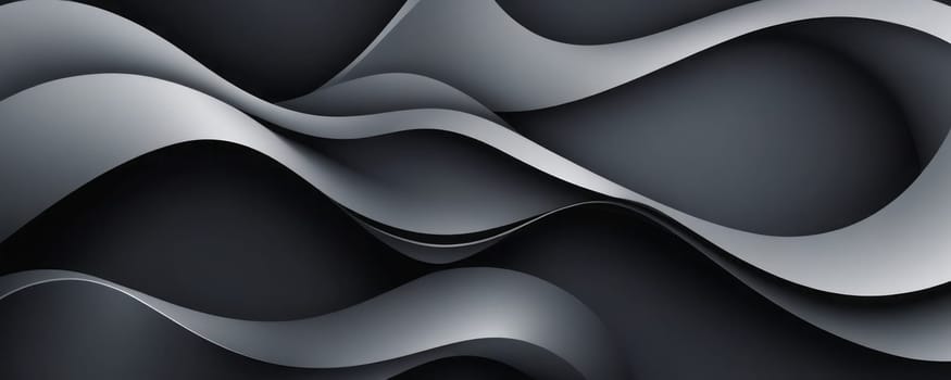 A gradient wallpaper with Organic shapes using black and grey gradient colors. Generative AI.