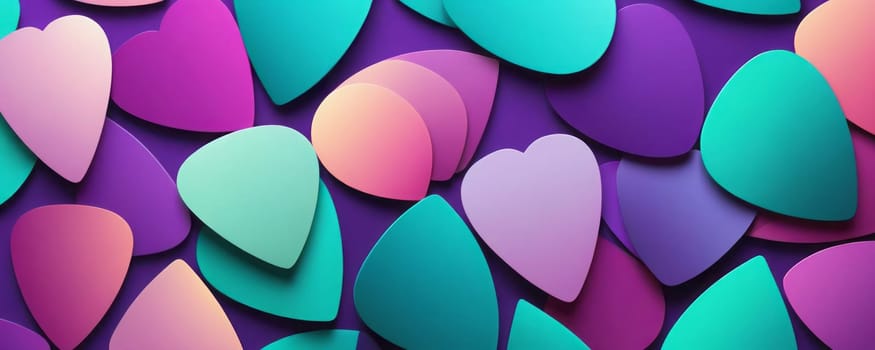 A gradient wallpaper with Plectrum shapes using teal and orchid gradient colors. Generative AI.