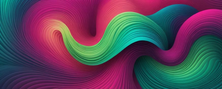 A gradient wallpaper with Swirled shapes using fuchsia and darkseagreen gradient colors. Generative AI.