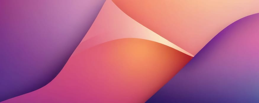 A gradient wallpaper with Asymmetrical shapes using purple and salmon gradient colors. Generative AI.