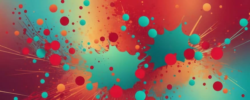 A gradient wallpaper with Splattered shapes using red and mediumseagreen gradient colors. Generative AI.